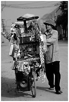 Street vendor uses his bicycle as a shop, Tam Duong. Northwest Vietnam ( black and white)