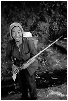 Hunter holding an old rifle, near Lai Chau. Northwest Vietnam ( black and white)
