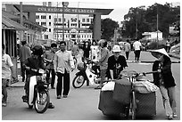 Border crossing with China at Lao Cai. Vietnam ( black and white)