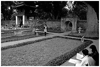 Gardens of the temple of Litterature. Hanoi, Vietnam (black and white)