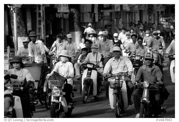 Dense two-wheel traffic. Ho Chi Minh City, Vietnam
