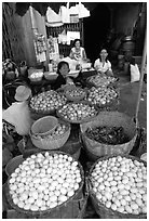 A variety of eggs for sale, district 6. Cholon, Ho Chi Minh City, Vietnam ( black and white)