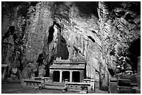 Troglodyte temple, Marble Mountains. Da Nang, Vietnam ( black and white)