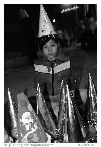 Child on Christmas night. Ho Chi Minh City, Vietnam