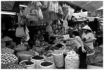 Dried mushroom for sale in the Bin Tay wholesale market in Cholon, district 6. Cholon, Ho Chi Minh City, Vietnam ( black and white)
