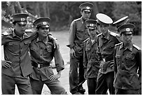 Soldiers performing a long  military service. Mekong Delta, Vietnam (black and white)