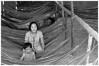 Resting at a hamoc dorm. Hong Chong Peninsula, Vietnam (black and white)