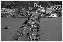 Flotting bridge. Ha Tien, Vietnam (black and white)