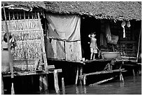 Housing at the edge of the canal, Phung Hiep. Can Tho, Vietnam ( black and white)