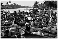 Floating market at Phung Hiep. Can Tho, Vietnam ( black and white)