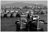 Colorfull fishing boats, Nha Trang. Vietnam ( black and white)