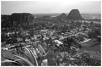 Marble mountains seen from Thuy Son. Da Nang, Vietnam ( black and white)