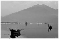 Central range plunges into the sea. Vietnam ( black and white)