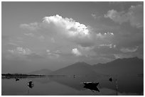 Evening on lagoon. Vietnam ( black and white)