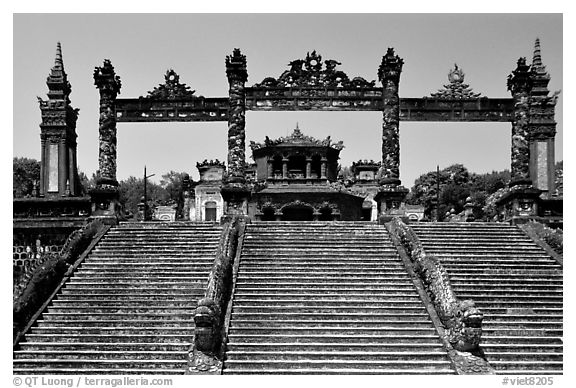 Khai Dinh mausoleum. Hue, Vietnam (black and white)