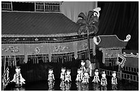 Water puppets performance in 1999.. Hanoi, Vietnam ( black and white)