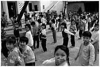 Children, School yard. Hanoi, Vietnam (black and white)