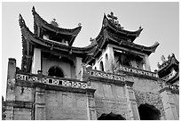 Phat Diem cathedral, built in chinese architectural style. Ninh Binh,  Vietnam ( black and white)