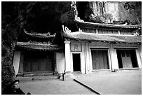 Troglodyte sanctuary near Tam Coc. Ninh Binh,  Vietnam (black and white)
