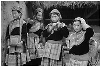Young Flower Hmong  women. Bac Ha, Vietnam ( black and white)