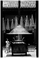 Ritual chimney and incense coils, Cholon. Cholon, District 5, Ho Chi Minh City, Vietnam (black and white)