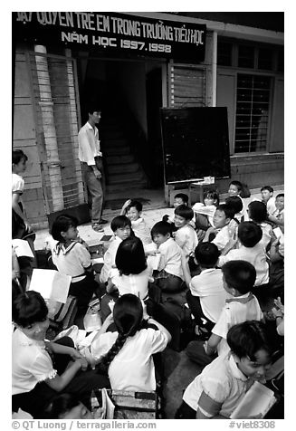 Outdoor classrom. Ho Chi Minh City, Vietnam (black and white)