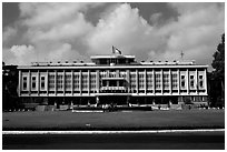 Reunification Palace, the former presidential palace of South Vietnam. Ho Chi Minh City, Vietnam ( black and white)