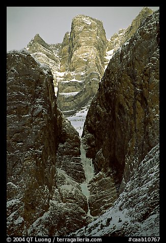 Frozen waterfall called Polar Circus, on Cirrus Mountain. Banff National Park, Canadian Rockies, Alberta, Canada