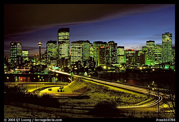 Bridge and skyline at night. Calgary, Alberta, Canada