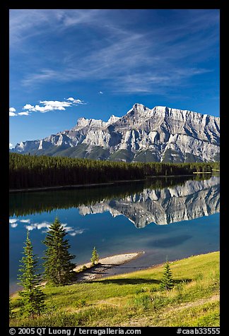 Mount Rundle and Two Jack Lake, morning. Banff National Park, Canadian Rockies, Alberta, Canada