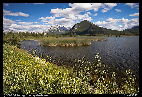 Mt Rundle and second Vermillion lake, afternoon. Banff National Park, Canadian Rockies, Alberta, Canada