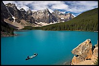 Canoe and Wenkchemna Peaks, Moraine Lake, mid-morning. Banff National Park, Canadian Rockies, Alberta, Canada ( color)