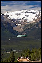 Observation platform, Lake Louise and  Victoria Peak. Banff National Park, Canadian Rockies, Alberta, Canada (color)