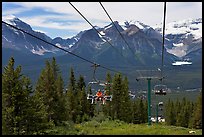 Riding a tram at Lake Louise ski resort. Banff National Park, Canadian Rockies, Alberta, Canada