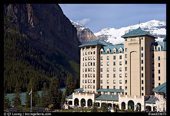 Chateau Lake Louise, with Victoria Peak in the background. Banff National Park, Canadian Rockies, Alberta, Canada