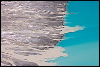 Streams depositing glacial sediments into Peyto Lake. Banff National Park, Canadian Rockies, Alberta, Canada ( color)