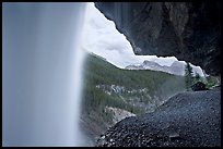 Panther Falls and ledge, seen from behind. Banff National Park, Canadian Rockies, Alberta, Canada