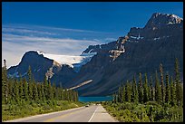 Road, Bow Lake, and Crowfoot Glacier, Icefieds Parkway. Banff National Park, Canadian Rockies, Alberta, Canada ( color)