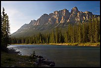 Castle Mountain and the Bow River, late afternoon. Banff National Park, Canadian Rockies, Alberta, Canada ( color)
