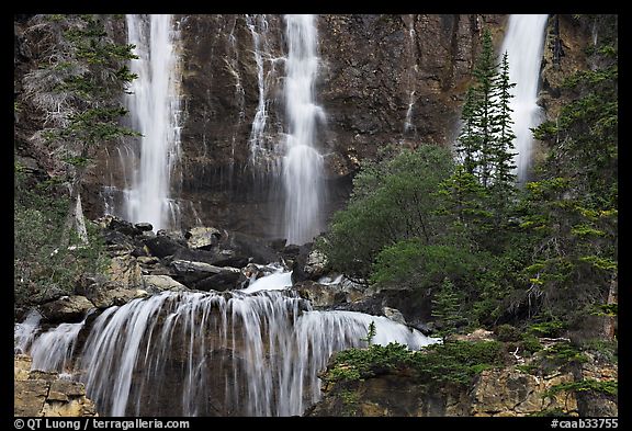 Upper tier of Tangle Falls. Jasper National Park, Canadian Rockies, Alberta, Canada