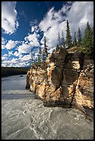 Athabasca River and cliff, late afternoon. Jasper National Park, Canadian Rockies, Alberta, Canada ( color)