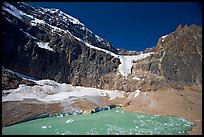 Mt Edith Cavell, Angel Glacier, and turquoise glacial lake. Jasper National Park, Canadian Rockies, Alberta, Canada (color)