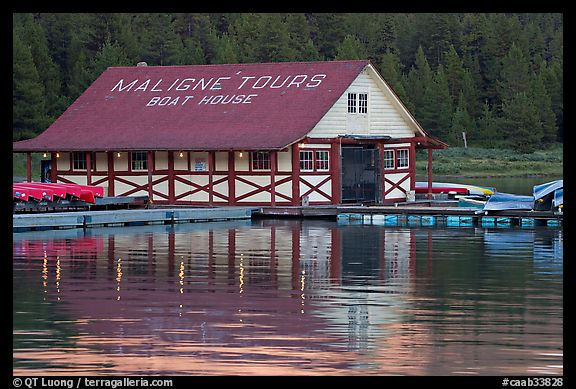 Maligne Lake Boathouse. Jasper National Park, Canadian Rockies, Alberta, Canada (color)