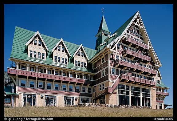 Prince of Wales hotel facade. Waterton Lakes National Park, Alberta, Canada