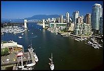 False Creek, Burrard Bridge, and high-rise  buildings see from Granville Bridge. Vancouver, British Columbia, Canada (color)