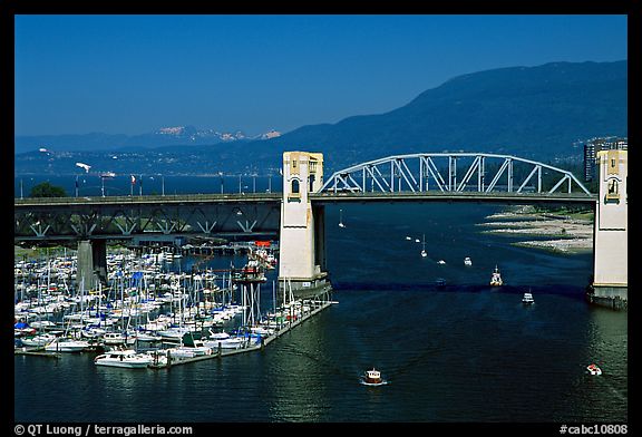 Burrard Bridge and mountains. Vancouver, British Columbia, Canada