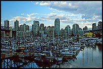 Skyline and small boat harbor. Vancouver, British Columbia, Canada ( color)