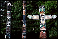 Totems, Stanley Park. Vancouver, British Columbia, Canada (color)