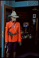Mannequin representing a Canadian police at the entrance of a store. Victoria, British Columbia, Canada ( color)