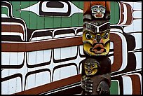 Totem and motif painted on the wall of carving studio. Victoria, British Columbia, Canada ( color)